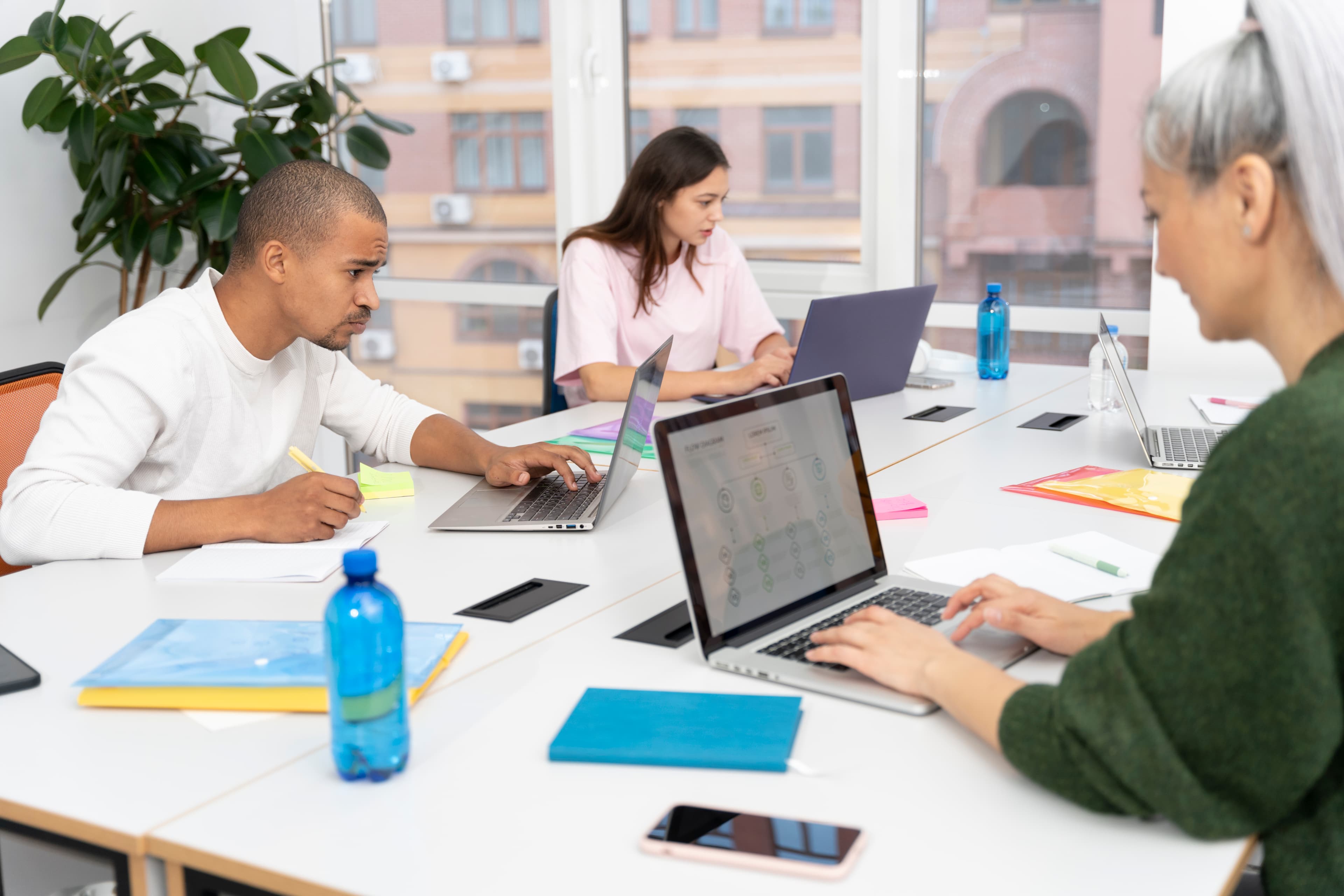 Students and developers collaborating at a technology hackathon